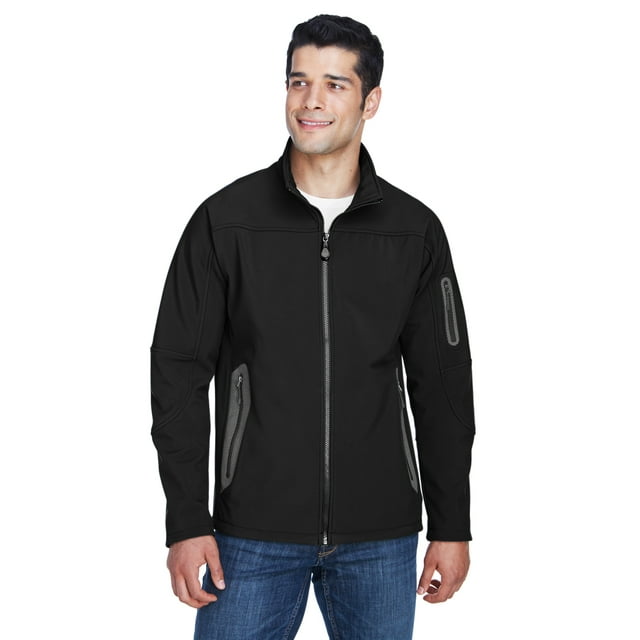 Men's Three-Layer Fleece Bonded Soft Shell Technical Jacket - BLACK - XL