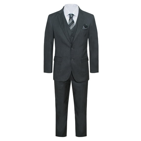Men's Three Piece Premium Modern Fit Two Button Suit Charcoal-Gray