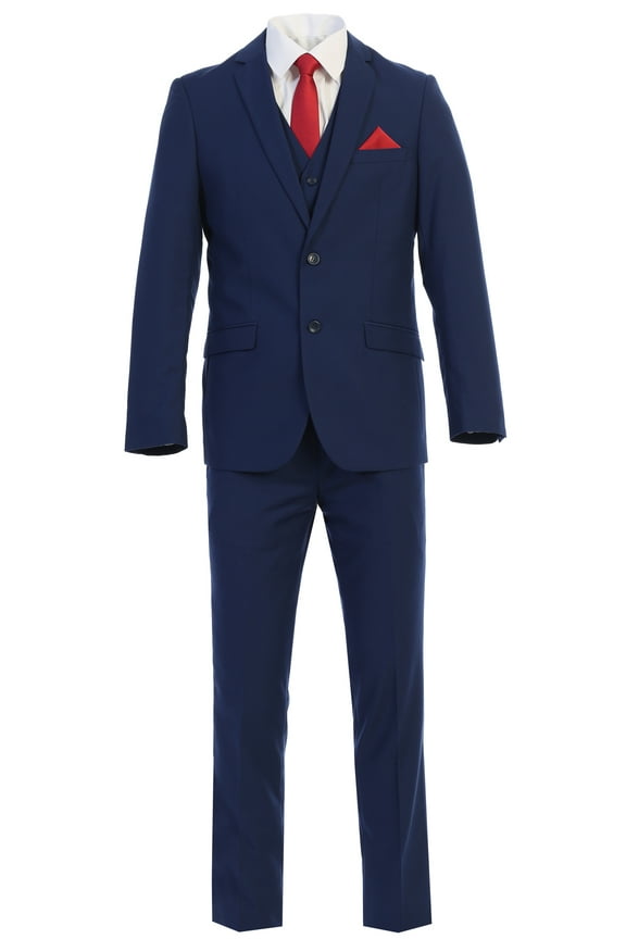 Men's Three Piece Premium Modern Fit Two Button Suit Indigo Blue