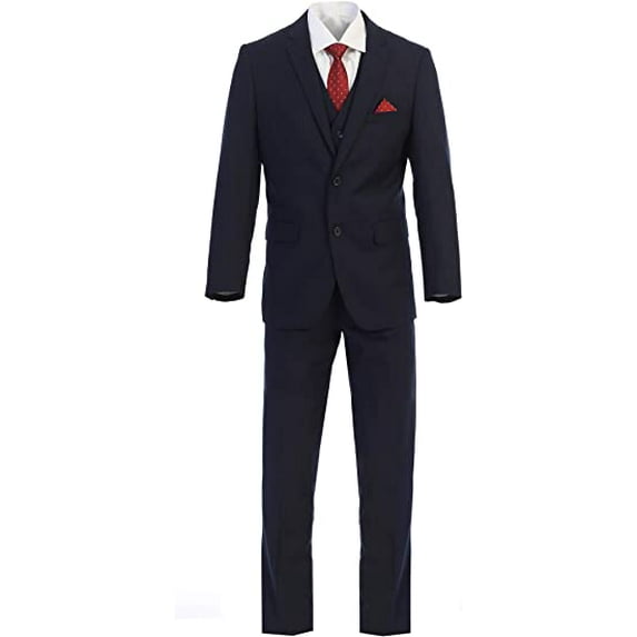Men's Three Piece Premium Modern Fit Two Button Suit Navy Blue