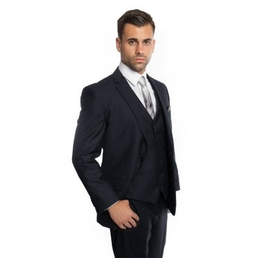 Men's Three Piece Vested Modern Fit Two Button Suit