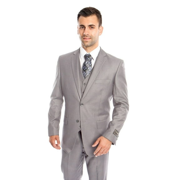 Men's Three Piece Vested Modern Fit Two Button Suit