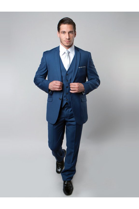 Men's Three Piece Vested Modern Fit Two Button Suit