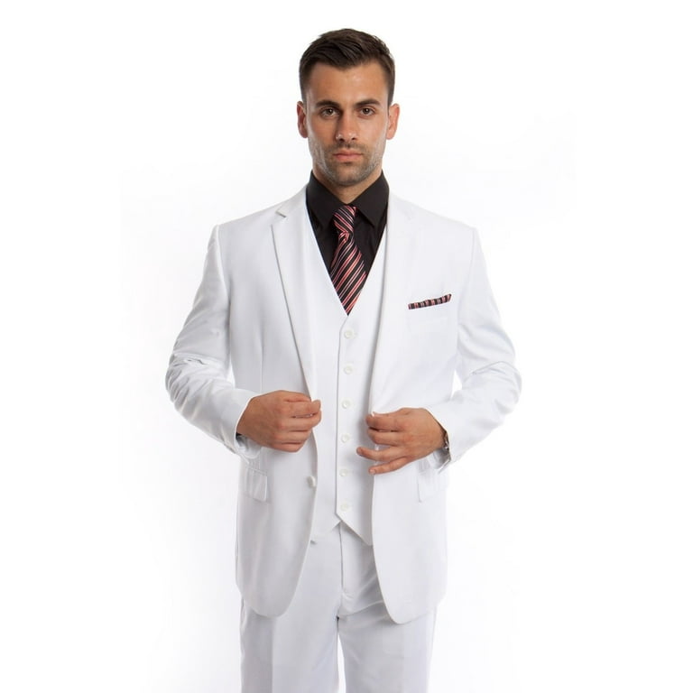 Men's Three Piece Vested Modern Fit Two Button Suit