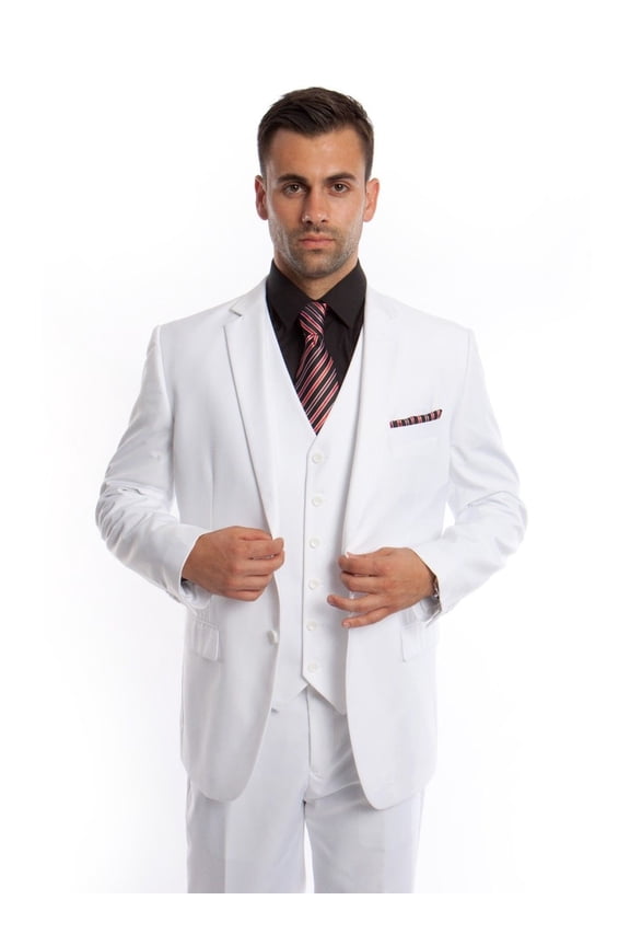 Men's Three Piece Vested Modern Fit Two Button Suit