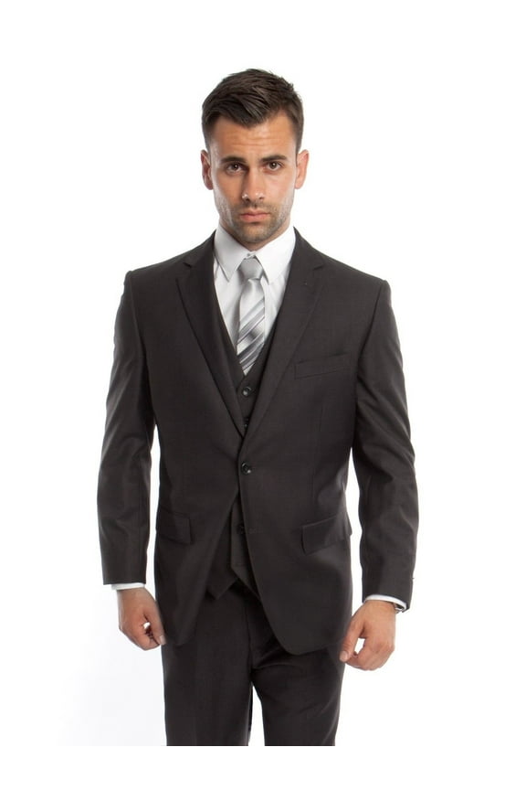 Men's Three Piece Vested Modern Fit Two Button Suit