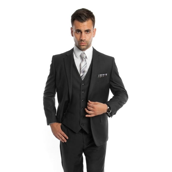 Men's Three Piece Vested Modern Fit Two Button Suit