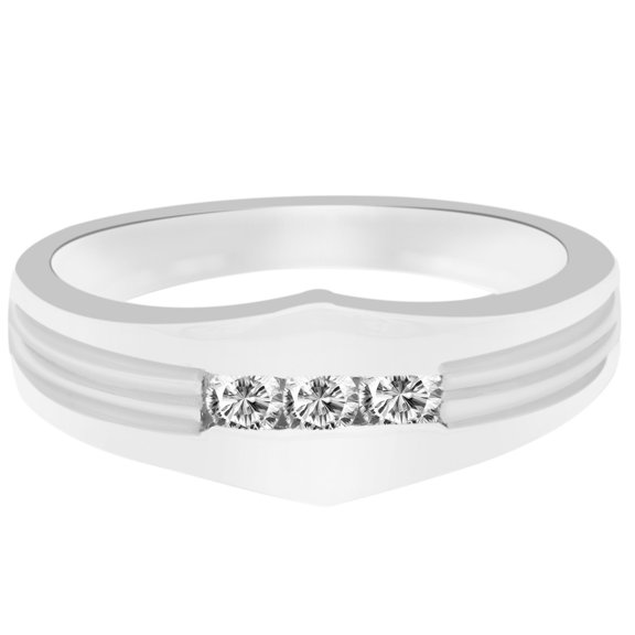 Men's Three Stone Diamond Engagement Ring, Past Present Future Diamond Ring, Tension Set Diamond Ring, 925 Sterling Silver, 1.8 Ct Simulated Diamond, Anniversary Gift Ring For Husband