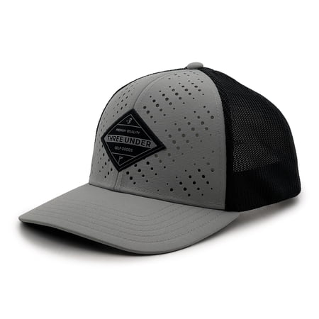 Men's Three Under Adjustable Stretch Golf Hat, Gray/ Black, One Size Fits Most