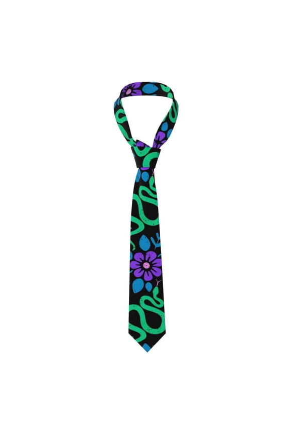 Men's Tie, Checkered Texture Floral Printed Tie Fashionable Wedding Party Best Man Suit Tie Work Tie Male Birthday Gift