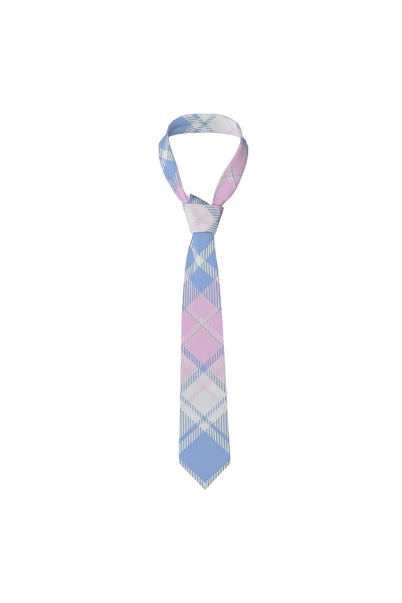 Men's Tie, Checkered Texture Floral Printed Tie Fashionable Wedding Party Best Man Suit Tie Work Tie Male Birthday Gift