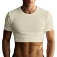 thumbnail image 1 of Men's Tie Dye Crew Neck Crop Top - Short Sleeve Summer Workout Shirt, 1 of 4