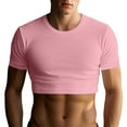 thumbnail image 1 of Men's Tie Dye Crew Neck Crop Top - Short Sleeve Summer Workout Shirt, 1 of 4