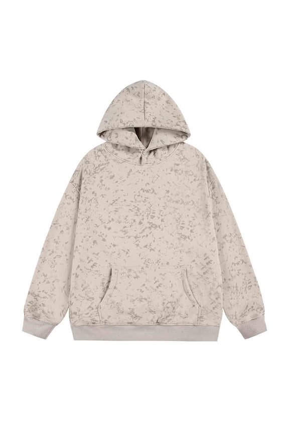 Men's Tie Dye Hoodies Fashion Cotton Loose Hooded Sweatshirts Casual Long Sleeve Pullover Tops with Kangraoo Pocket (4XL, Beige)