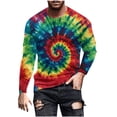 thumbnail image 1 of Men's Tie Dye Long Sleeve Blouse Casual Crew Neck Pullover Lightweight Breathable T-Shirt, 1 of 4