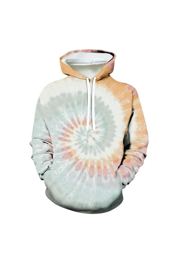 Men's Tie Dye Pullover Hoodie with Front Pocket Long Sleeve Hooded Sweatshirt Fall Winter Graphic Tops, 3XL Gray #A