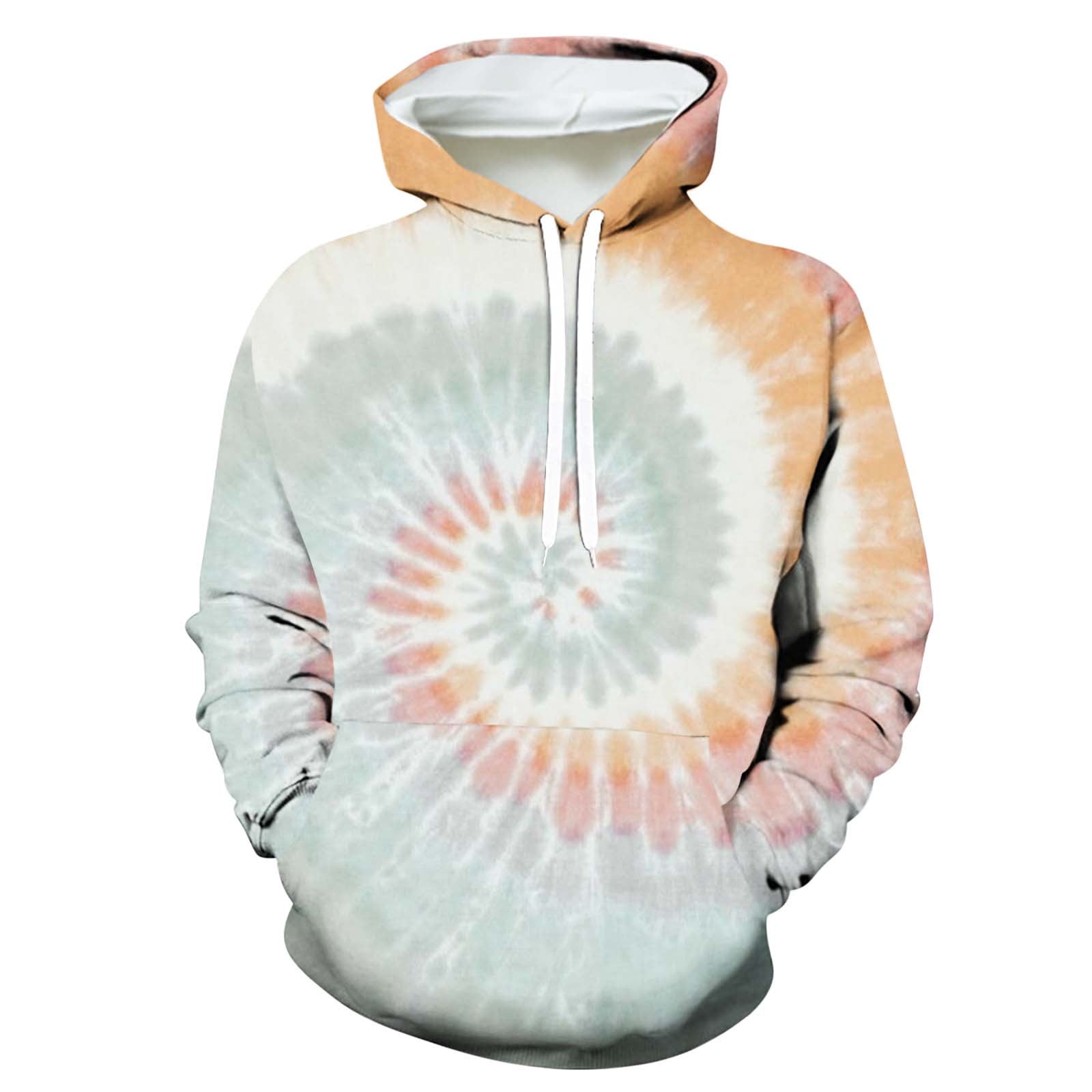 Men's Tie Dye Pullover Hoodie with Front Pocket Long Sleeve Hooded Sweatshirt Fall Winter Graphic Tops, 4XL Gray #A