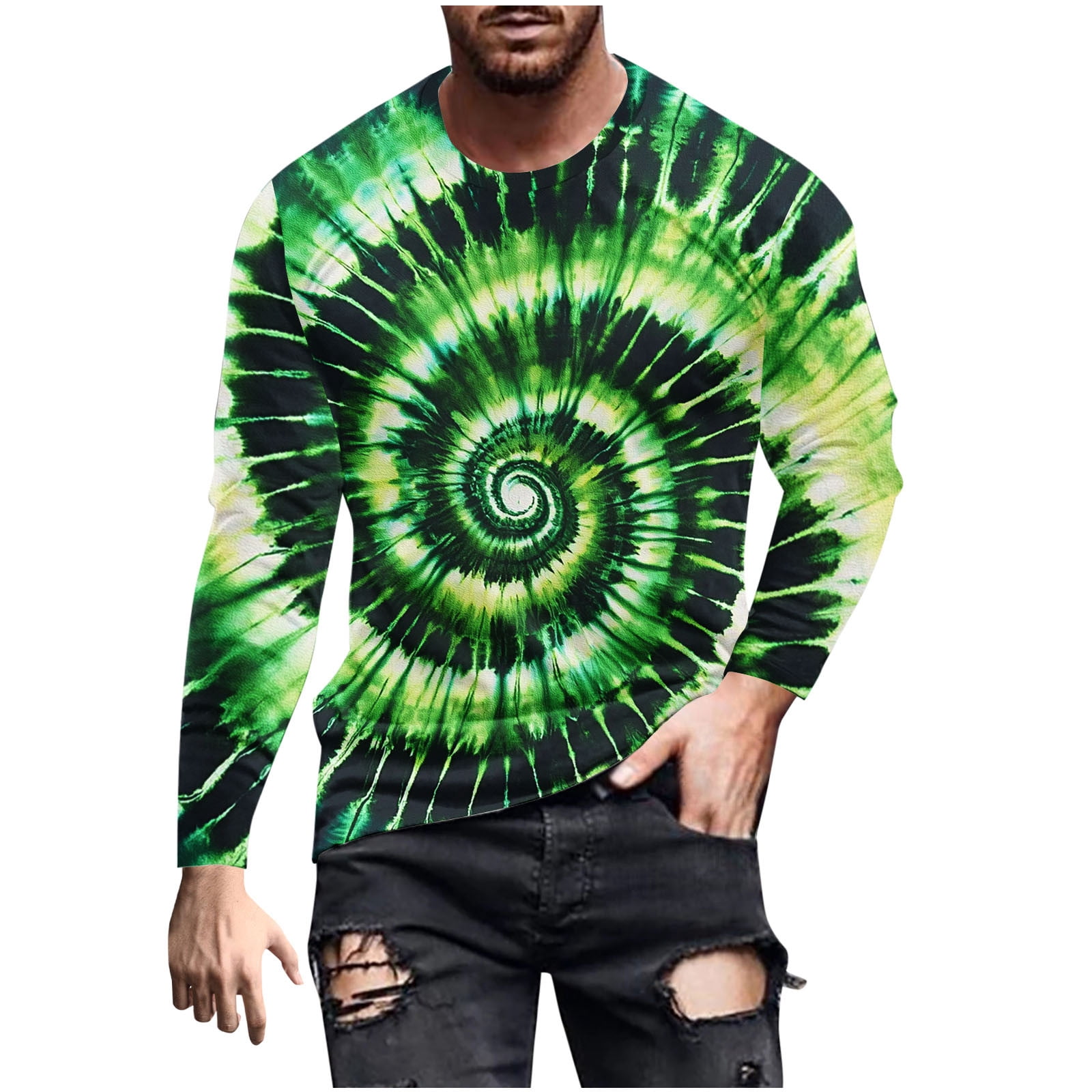 Mancozy Men's 2-Pack Longline Crewneck T-Shirts - Cotton Blend Hip Hop Style Long Sleeve Tees - View #11