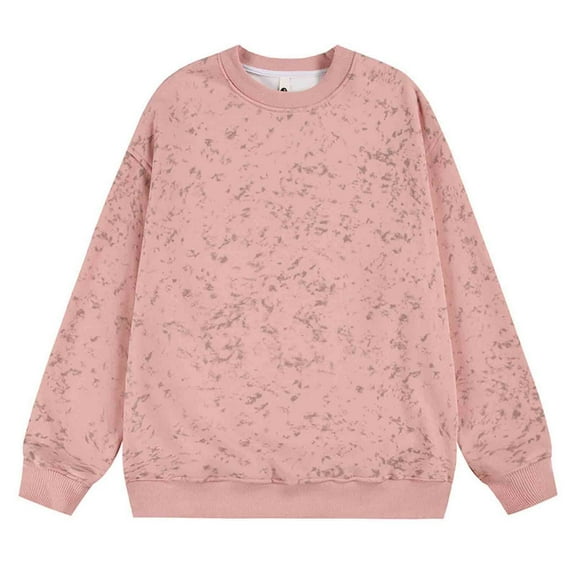 Men's Tie Dye Sweatshirts Fashion Cotton Crew Neck Shirts Casual Long Sleeve T-Shirts Pullover Baggy Stylish Tops (M, Pink)