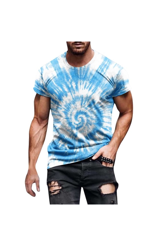 Men's Tie Dye T Shirts Hippies Senior Summer Short Sleeve Tee Shirt
