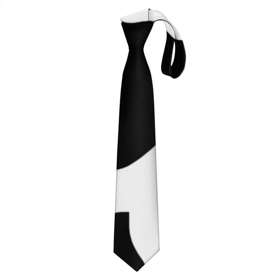 Men's Tie & Skinny Tie Combo Set: Farmhouse Cow Print Necktie, Rustic and Classic Black and White Design