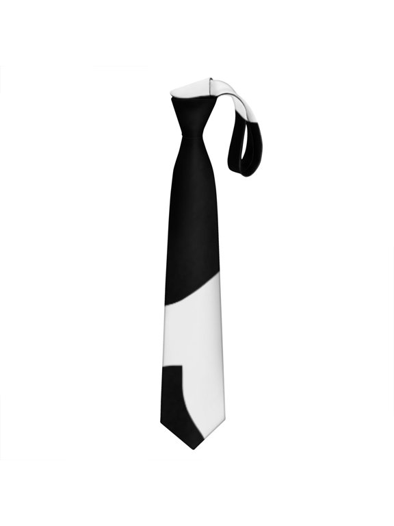 Men's Tie & Skinny Tie Combo Set: Farmhouse Cow Print Necktie, Rustic and Classic Black and White Design