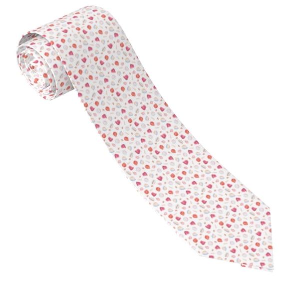 Men's Ties, Red coral and scallop seashell Satin Ties for Men, Mens Formal Neck Ties for Business Weeding Gift