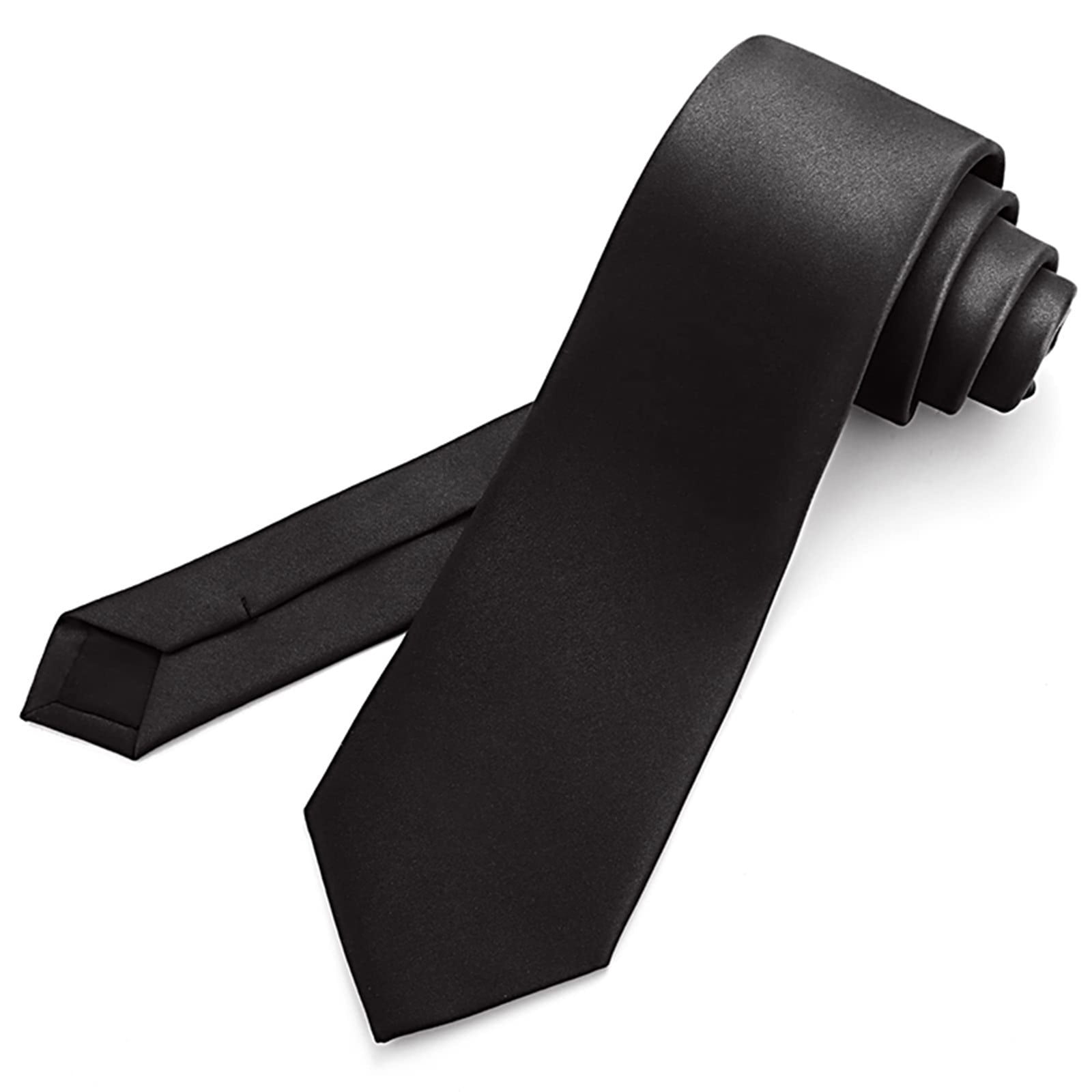 Men's Ties Solid Pure Color 3.15" (8CM) Necktie Black Ties For Men Black Medium
