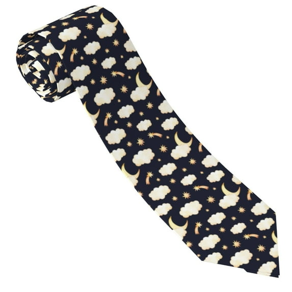 Men's Ties, cute clouds moon stars Starry sky Satin Ties for Men, Mens Formal Neck Ties for Business Weeding Gift