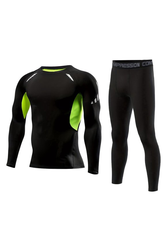 Men's Tight-Fitting Long-Sleeve High-Elasticity Quick-Dry Breathable Bodysuit for Basketball & Base Layer Sports Set