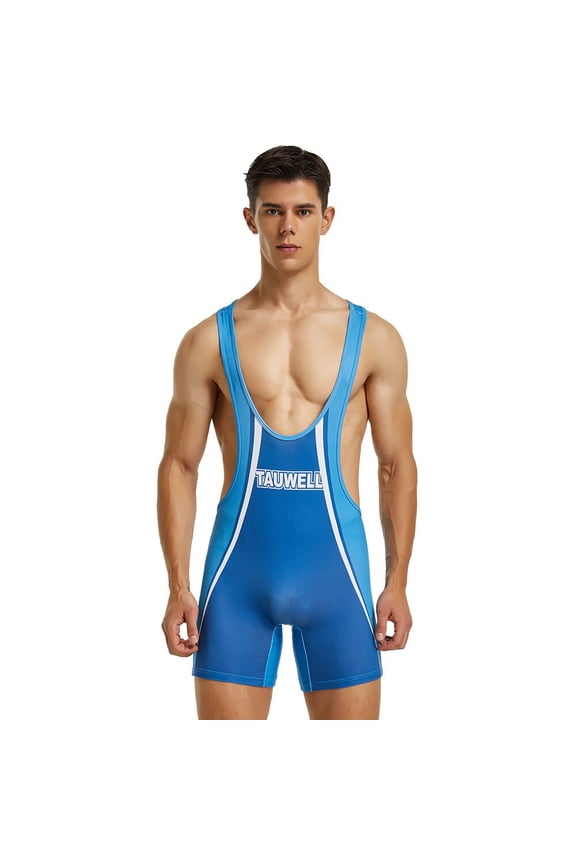 Men's Tight Top Wrestling Suit Fitness Swimming Gym Shorts Bodysuit Lingerie One-Piece Vest