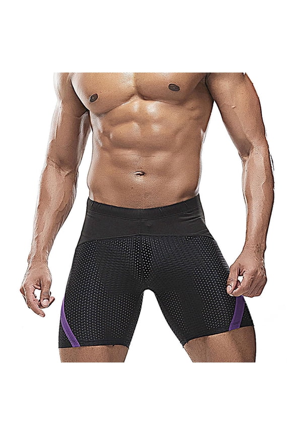 Men's Tight Yoga Mesh Training Bodybuilding Gym Workout Shorts Jammer Swimsuit