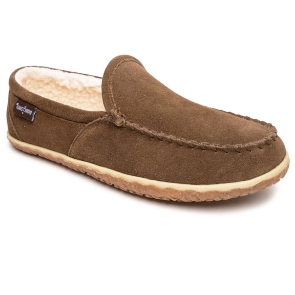 Minnetonka Men's Tilden Moccasin Suede Indoor and Outdoor Slippers, Autumn Brown, Size 9w