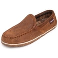 thumbnail image 1 of Minnetonka Men's Tilden Moccasin Suede Indoor and Outdoor Slippers, Brown Ruff, Size 11, 1 of 6