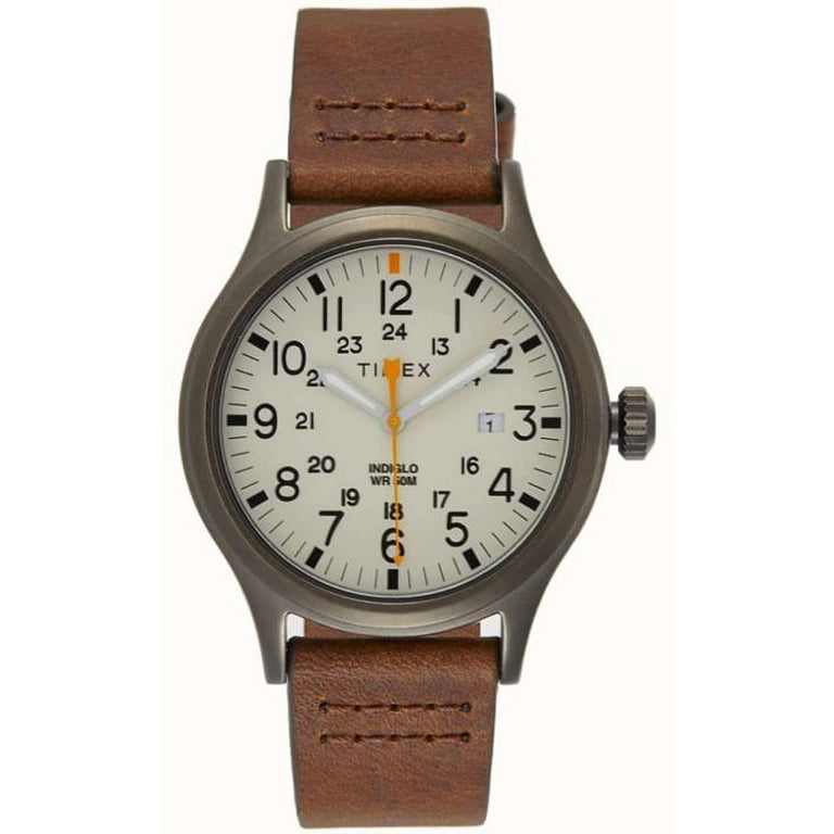 Men's Timex Military Allied Classic Brown Leather Strap Watch TW2R46400