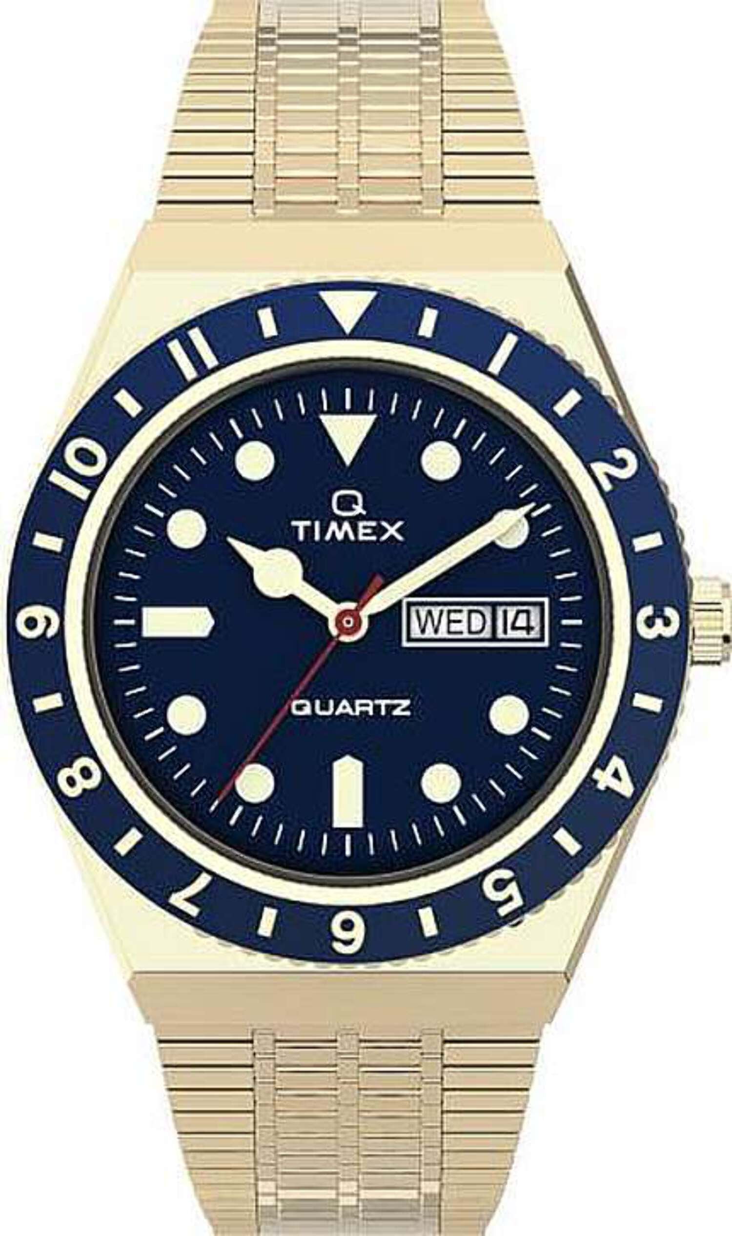 Men's Timex Q Reissue 38mm Gold Tone Diver Style Watch TW2U61901