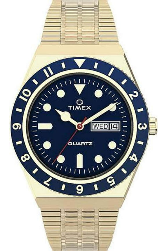 Men's Timex Q Reissue 38mm Gold Tone Diver Style Watch TW2U61901