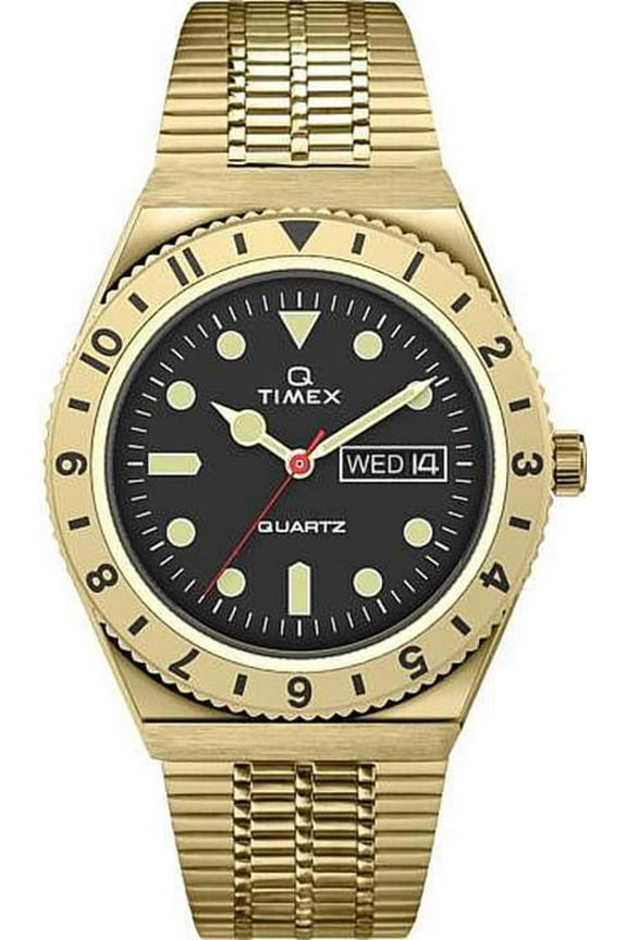 Men's Timex Q Reissue Diver Style Day-Date Gold-Tone Watch TW2V18800