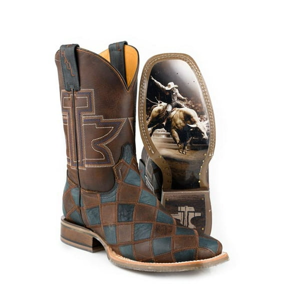 Men's Tin Haul Check Me Out Boots with Rodeo Sole Handcrafted Brown