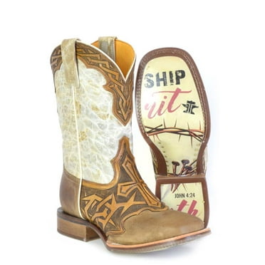 Men's Tin Haul Cross & Thorns Boots with Spirit Sole Handcrafted Tan