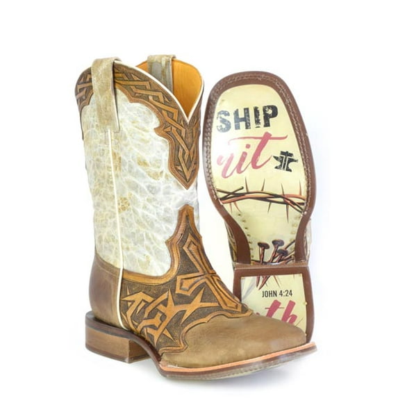 Men's Tin Haul Cross & Thorns Boots with Spirit Sole Handcrafted Tan