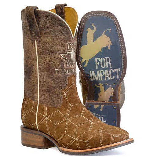 Men's Tin Haul Cubed Boots with Brace for Impact Sole Handcrafted Brown