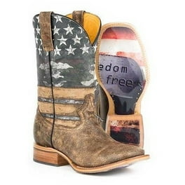 Men s Tin Haul Checkers Boots Rodeo Poster Lug Sole Handcrafted Cognac Walmart
