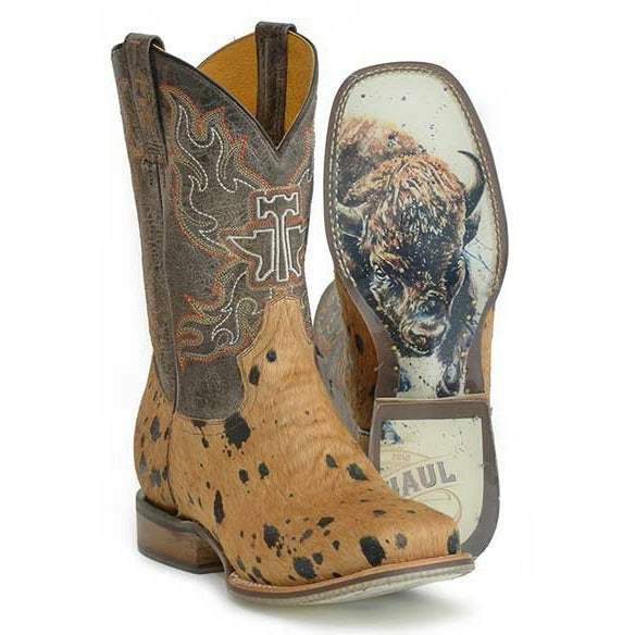 Men's Tin Haul Hairston Boots with Buffalo Sole Handcrafted Tan