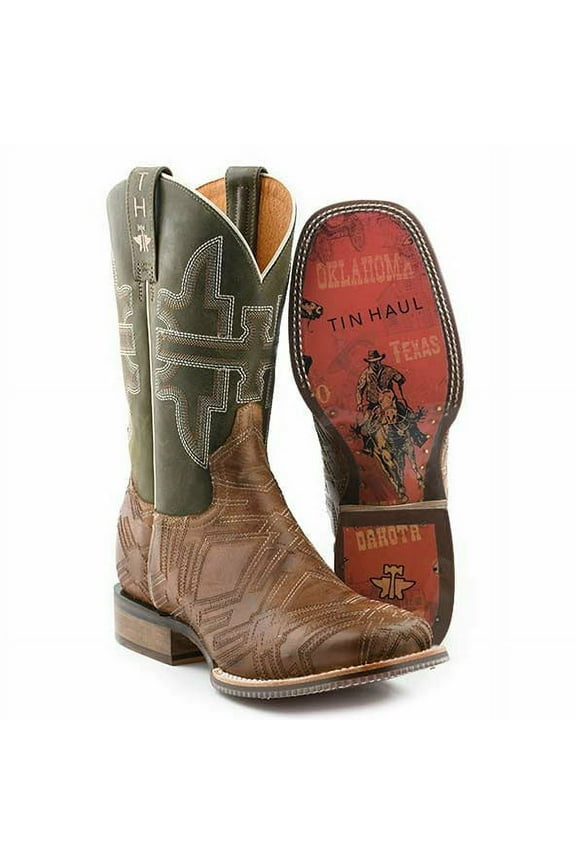 Men's Tin Haul I'm In Stitches Boots with Cowboy Heritage Sole Handcrafted Tan
