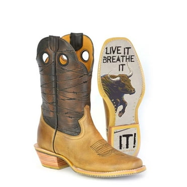 Men's Tin Haul Rough Stock Boots with Bullrider Sole Handcrafted Tan
