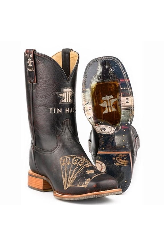 Men's Tin Haul Royal Flush Boots Handcrafted Square Toe Black