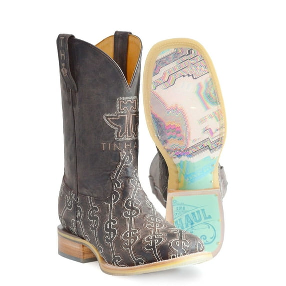 Tin Haul Men's Show Me The Money Western Boot Broad Square Toe - 14-020-0077-0483 TA 12 EE US