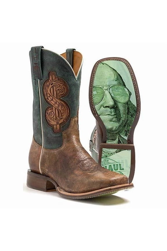 Men's Tin Haul Top Dollar Boots with Cool Benjamin Sole Handcrafted Brown