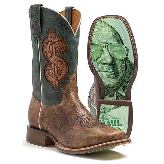 Men's Tin Haul Top Dollar Boots with Cool Benjamin Sole Handcrafted Brown